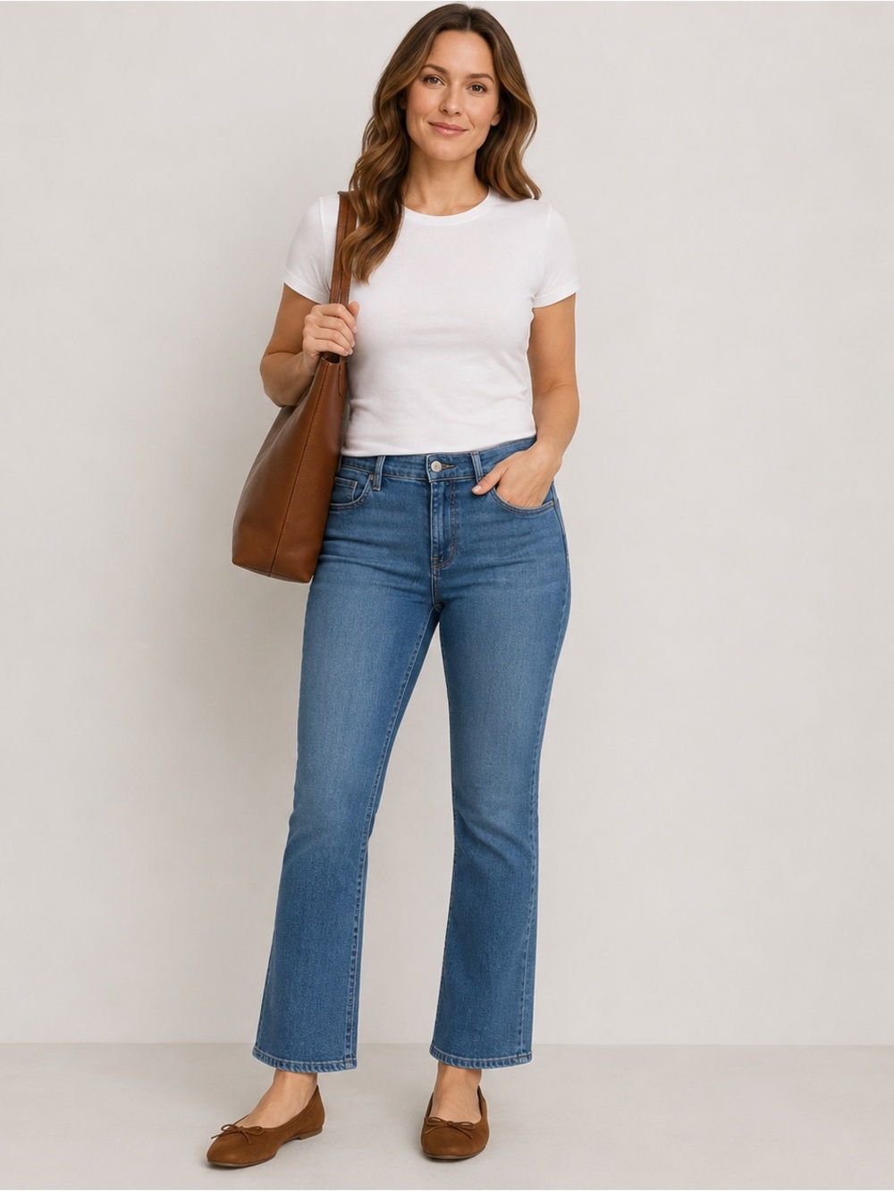 NYDJ Petite Billie Mini Bootcut Jeans Ankle Crop Stretch Denim Midsize Fashion